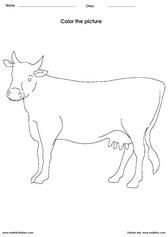 Coloring a cow activities for children - PDF