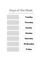 Learn the days of the week worksheet