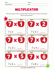 7 times table worksheet pdf