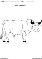 coloring a bull activity for children - PDF printable worksheet