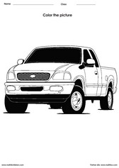 Coloring a truck activities for children - PDF printable worksheets