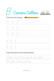 Letter B Cursive pdf worksheet