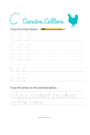 Letter C Cursive pdf worksheet