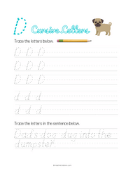 Letter D Cursive pdf worksheet