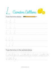 Letter L Cursive pdf worksheet