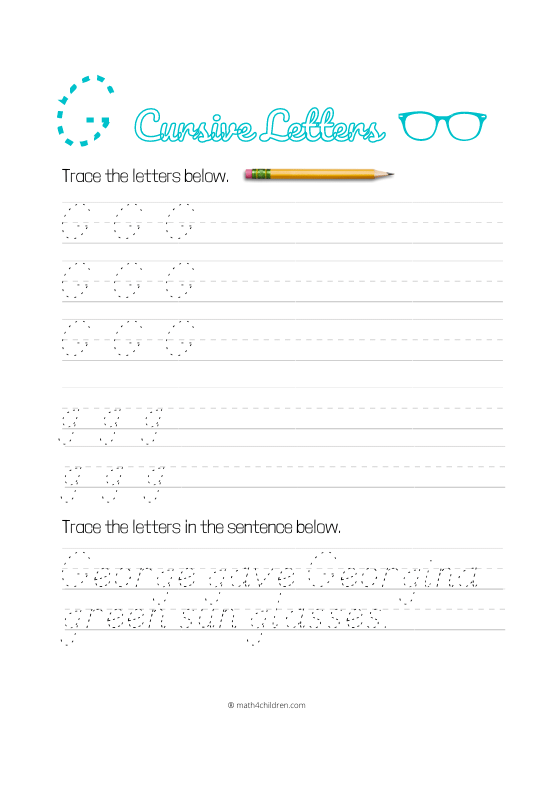 Cursive G worksheet pdf download