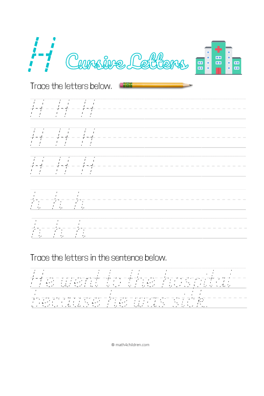 Cursive H worksheet pdf download