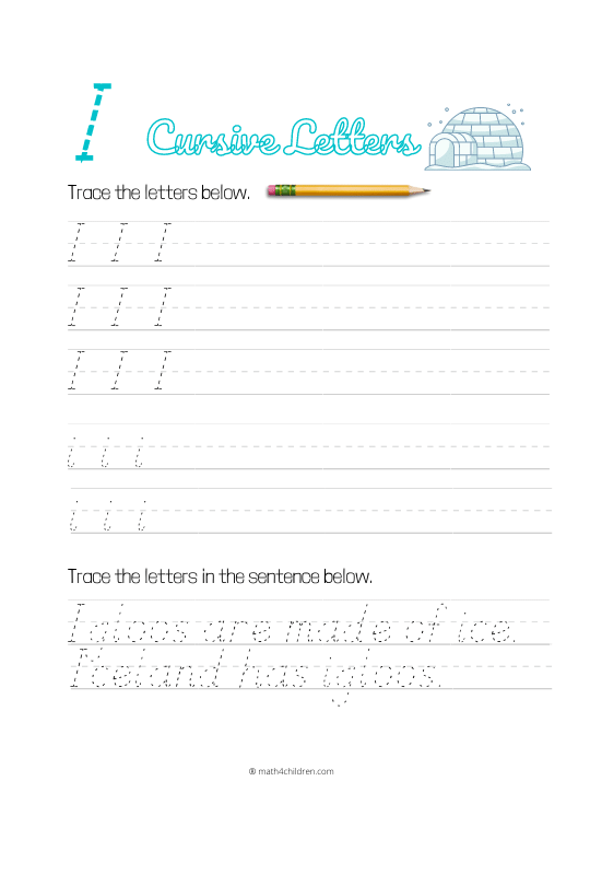 Cursive I worksheet pdf download