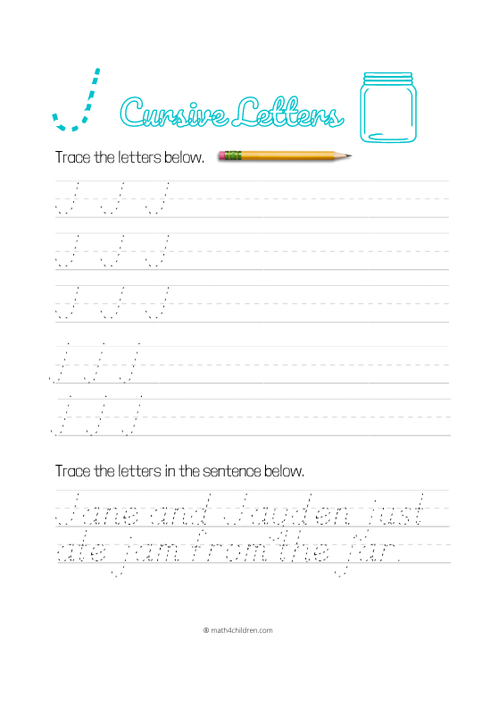 Cursive J worksheet pdf download