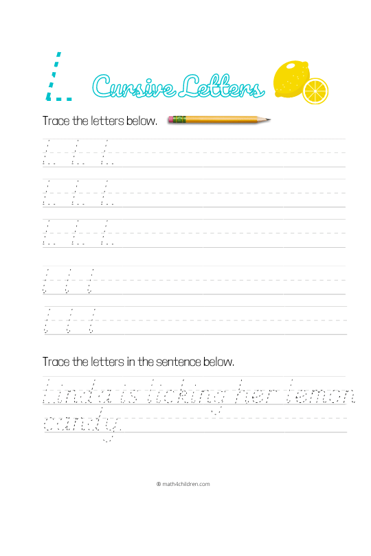 Cursive L worksheet pdf download