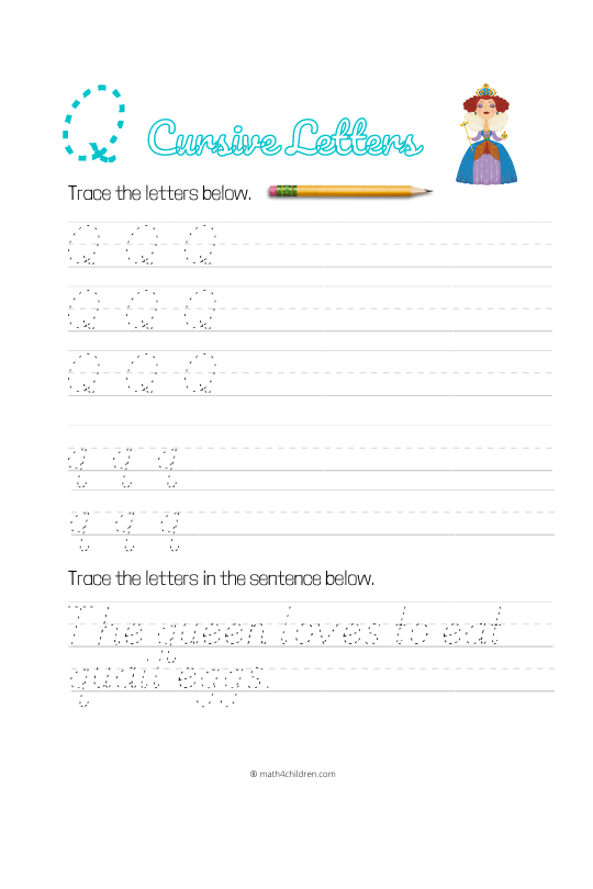 Cursive Q worksheet pdf download