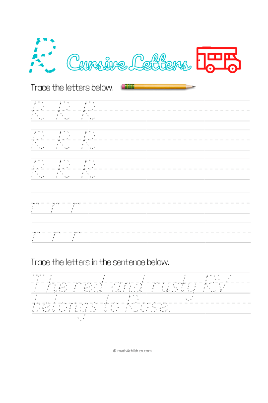 Cursive R worksheet pdf download