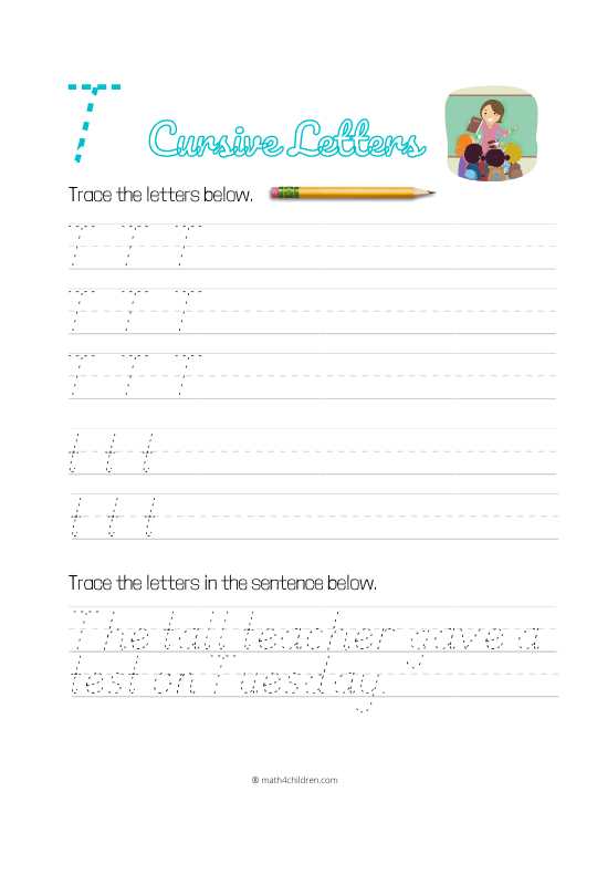 Cursive T worksheet pdf download