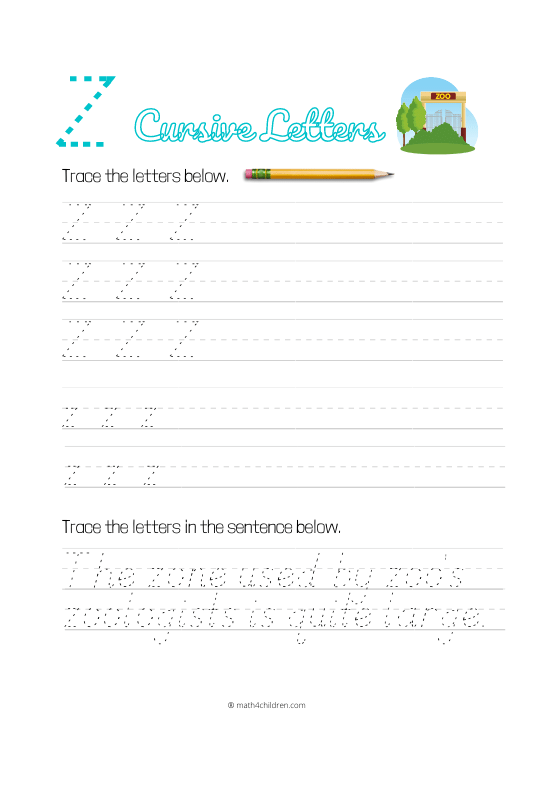 Cursive Z worksheet pdf download