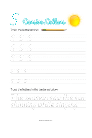 Letter S Cursive pdf worksheet