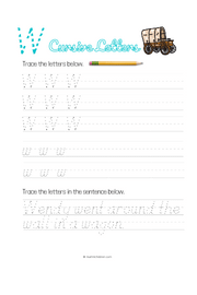 Letter W Cursive pdf worksheet