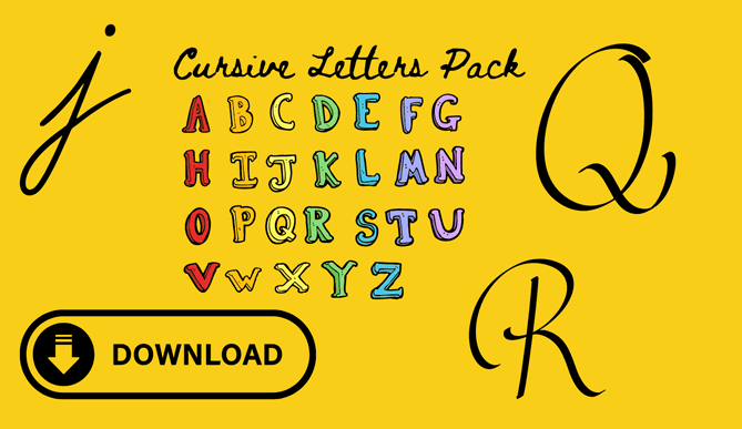 Alphabet in Cursive Writing. Free pdf downloads