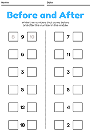  Position Of Numbers Before And After Activity