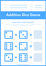  Solve Addition Problems With Pictures Of Dice