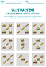  Subtraction Using Burgers And Hotdogs