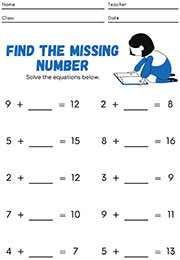  Addition Exercise With Missing Numbers