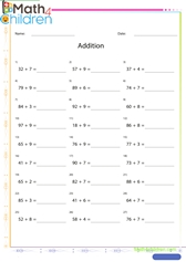  Addition horizontally arranged numbers sheet 2