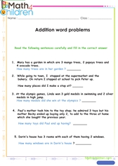  Sums sentence word problems