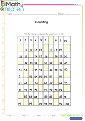  Counting up to 100 find missing numbers