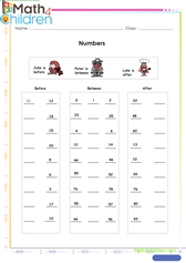  Numbers positions before between after