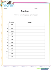  Fractions vocabulary