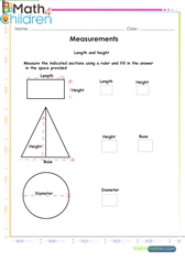  Measurements of squares triangles