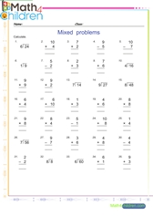  Mixed addition division subtraction exercises