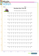  Number line 10 to 20 worksheet