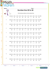  Number line 20 to 30 worksheet