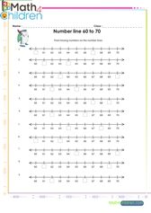  Number line 60 to 70 worksheet