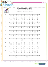  Number line 80 to 90 worksheet