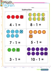  Subtract 1 with dots up to 10