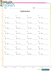  Subtract numbers horizotally aranged 1 digits