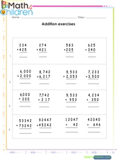  Addition of 3 4 and 5 digit numbers