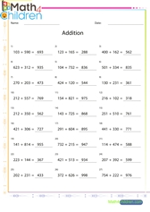  Addition of 3 digit numbers horizontally 2