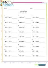  Addition of 3 digit numbers horizontally 5