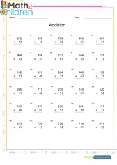 Addition of 3 to 2 digit numbers sheet 1