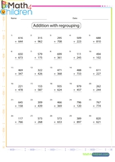  Addition of 3 to 3 digit numbers sheet 1