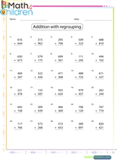  Addition of 3 to 3 digit numbers sheet 2