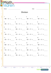  Division of numbers sheet 2