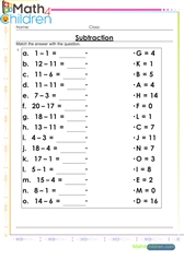  Subtraction match up