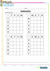  Subtraction table drill 2