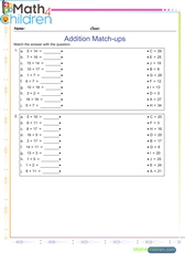  Addition matchup exercises1