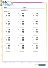  Addition of 2 digit numbers sheet2