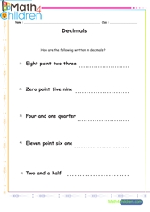  Decimals sentence problems